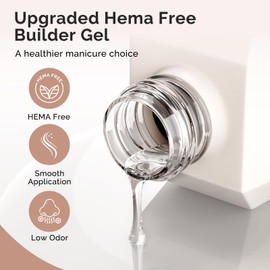 MelodySusie Hema Free Clear Builder Nail Gel for Nails Thickening, Soak Off UV Extension Gel, Rhinestone Nail Glue for Nail Art Design Salon DIY Manicure at Home