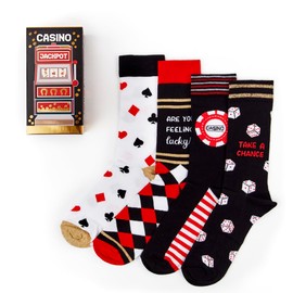 Urban Eccentric Unisex Casino Socks Gift Set | Gift | 4 Pairs | Cotton Rich Socks | Premium Socks | Novelty | Gifts