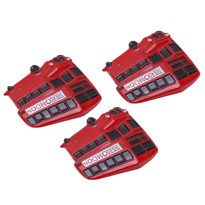 3Pcs Bus Fridge Magnet Red Bus Design Bright Colors Magnetic