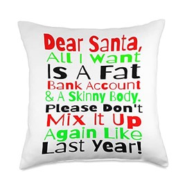 Dear Santa All I Want For Christmas Wishlist Funny Throw Pillow
