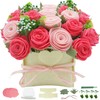 DIY Felt Flower Kit,Felt Pink Rose Bouquet Kit,Floral Gifts,Beginner Craft