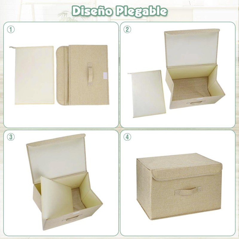 Homsorout Pack of 2 Storage Boxes with Lid, Foldable Storage