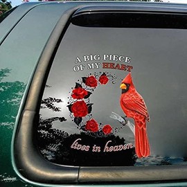 Cardinal A Big Piece of My Heart Decal for Anniversary Day Gifts, for Cardinals Lover Gifts Car Decals, Bumper Stickers for Car Window Side Rear, Red Bird Decal, Cardinals Decals for Cars (6"X6")