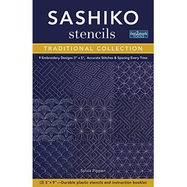 Sashiko Stencils, Traditional Collection: 9 Embroidery Designs 3” x 5”, Accurate Stitches & Spacing Every Time