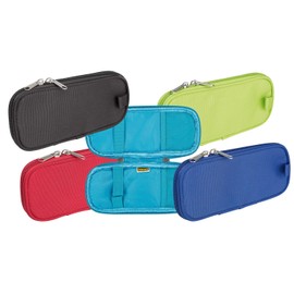 Idena 23909 - Pencil Case with Pockets, Pen Loops and Zip, Assorted, Approx. 22.5 x 10 x 2.5 cm, Desk Organiser for Stationery, Drawing and Office Supplies