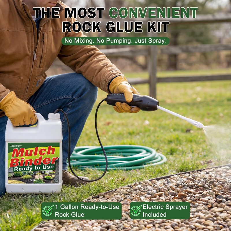 Teexpert Ready-to-Use Mulch and Rock Glue with Electric Sprayer, 1