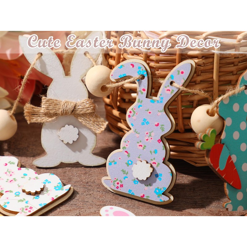 Leinuosen 8.2 ft Easter Bunny Garland Large Wooden Cute Rabbits