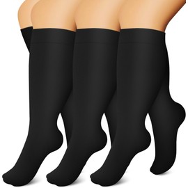 Laite Hebe Plus Size Compression Socks for Women-3 pairs Wide Calf Knee High Compression Socks Support for Circulation