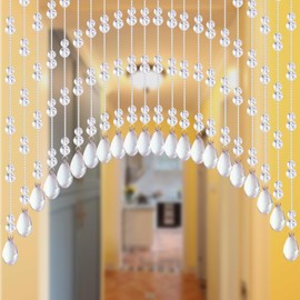 JZUU Crystal Beaded Curtains for doorways, Arched Beaded Curtains for Windows, Hanging Door Beads Curtains Room Divider for Home Decor Doorway Window Living Room Bedroom, Easy to Install