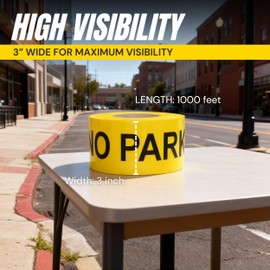 Caution No Parking Tape 3 inch X 1000 feet • Bright Yellow with a Bold Black Print for High Visibility • 3 in. Wide for Maximum Readability • Tear Resistant