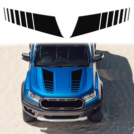 ramuel Compatible with 2PCS Car Hood Cover Vinyl Stripe Stickers Racing Stripes Auto Bonnet Hood Bumper Decoration Decals Graphics Accessories for Pickup Truck Universal (Black)