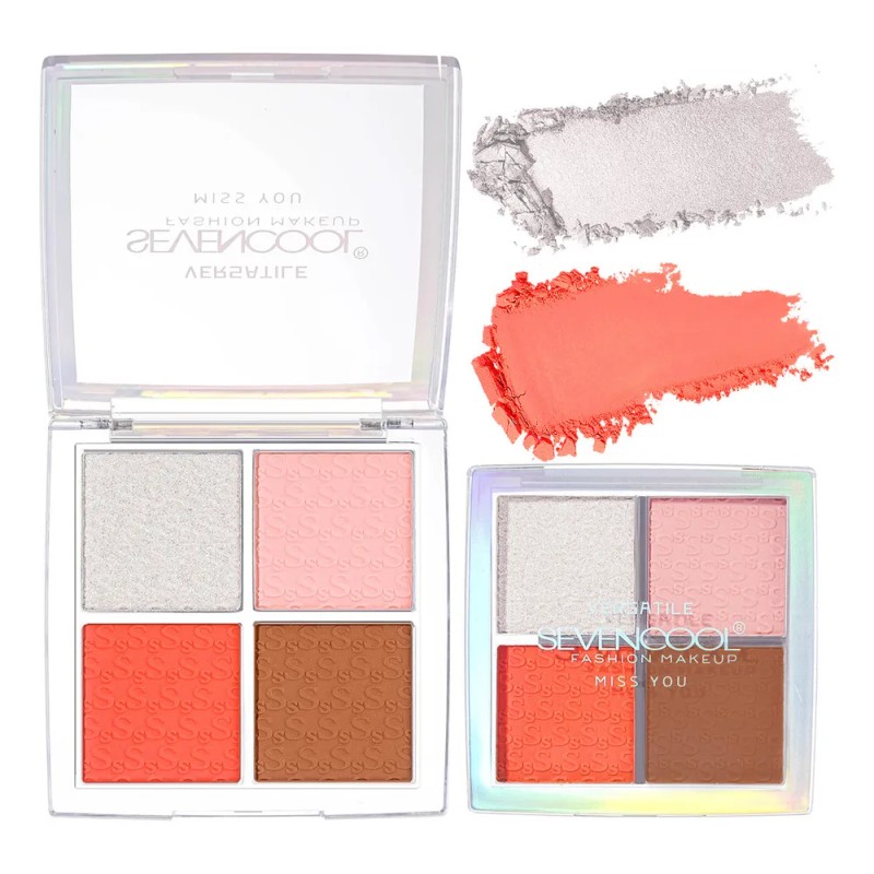 Paleta Rostro 3 En 1 Rubor Iluminador Contorno 4 Tonos