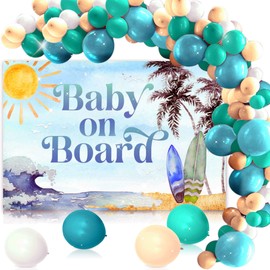 JeVenis Surf Baby Shower Decorations Baby On Board Baby Shower Decorations Summer Beach Party Supplies Baby Shower Surf Party
