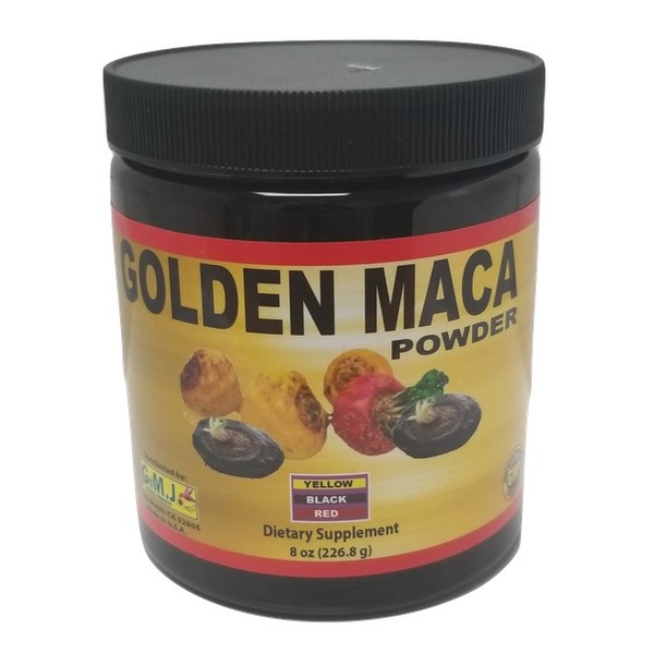 Golden Maca Organic Powder 8 oz 3 en 1 Red,Yellow & Black  Stamina Libido
