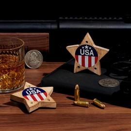 DGWJSU Gun Magnet Mount 25 lbs Rating, Real Wood Gun Magnet, Hidden Magnet Gun Mount for Pistol, Rifle, Shotgun, Using in Wall Gun Rack, Car, Truck, Safe, Desks, Gun Gifts- Pentagon(1-Pack）