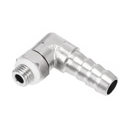TA-VIGOR 1Pcs Nickel-Plated Copper Hose Barb Fitting Elbow 8mm Barbed M8 x 1 Male Thread Right Angle Pipe Connector with Washer