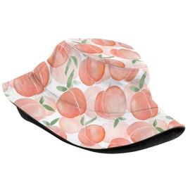 Bucket Hat Sun Beach Packable Fisherman Cap for Women Men Summer Outdoor Hiking, Pink Peach Cute Watercolor, One Size