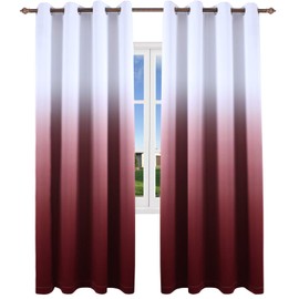 KEQIAOSUOCAI Ombre Bedroom Curtain Panels 84 Inches Long Microfiber Soft Textured Curtain Drapes for Living Room Window Treatment Thermal Insulated Grommet Curtain Draperies Cardinal Red