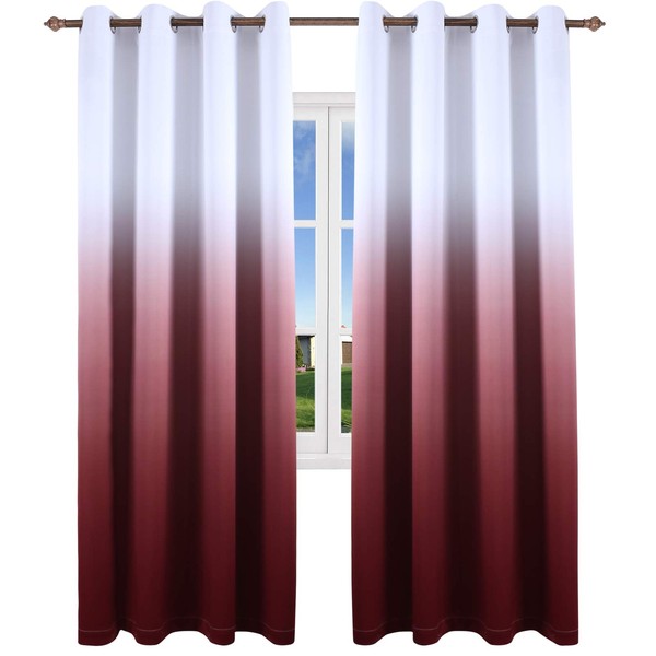 KEQIAOSUOCAI Ombre Bedroom Curtain Panels 84 Inches Long Microfiber Soft