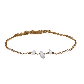 Howlite Beaded Chain Anklet in Bronze