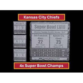 iWoodMD Kansas City Chiefs 4x Super Bowl Champs "Set in Stone" Slate Coasters (set of 4)