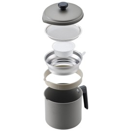 Yoshikawa 1510163 Oil Pot, Double Opened, 0.4 gal (1.2 L), Silver Stone, Non-woven Activated Carbon Cartridge, Total Width 5.5 x Depth 8.1 x Height 6.4 inches (140 x 205 x 163 mm)