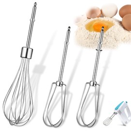 SDwfxd 3 Stücke Rührbesen, 2 Arten von Edelstahl Schneebesen, Rührstab Handmixer Ersatz, Mini Schneebesen, für Der Küchenmaschine Set Zubehör