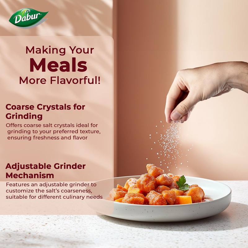 Dabur Himalayan Pink Crystal Salt Glass Grinder - 125g (4.4