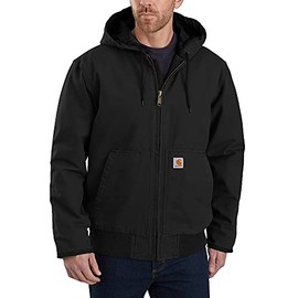 Carhartt Mens Loose Fit Washed Duck Insulated Active Jacket Work Utility Outerwear, Black, Medium US