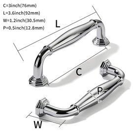 khtumeware 10 Pack 3 Inch(76mm) Polished Chrome Cabinet Pulls Heavy Duty Solid Cabinet Handles Heavy Duty Solid Cabinet Hardware for Cupboard Drawer Pulls Dresser Handle