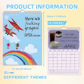 Here We Go Again Calendar 2026 Funny Wall Calendars UK Glider Calendar Twin Wire Spiral 12 Month Hanging Planner for Business Home Office Decor Christmas Birthday Gifts