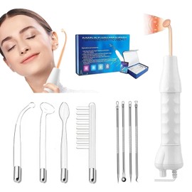 Alta Frecuencia Facial con 4 Varitas de Neón - Radiofrecuencia Facial/Corporal, Tratamiento en Casa para Reducir Arrugas, Ojeras, Imperfecciones, Estimulador de Folículos Pilosos (BLANCO)
