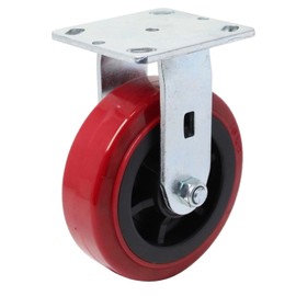 6 inch x 2 inch PRO-TECH Polyurethane Non-Marking Heavy Duty Rigid Caster, 900 LBS Load Capacity, RED (Single) - ICON 6660 Series