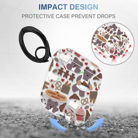 Maxjoy - Funda compatible con AirPods de 2ª generación, lindas flores protectoras suaves para AirPod Gen 1 y 2 funda de carga, oso de pan