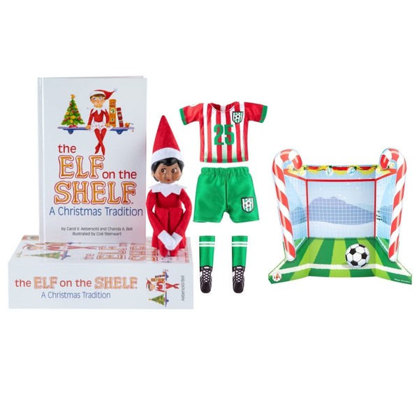 The Elf on the Shelf Christmas Tradition Box Set with Elf (Dark Tone Girl), Story Book and North Pole Goal and Gear Claus Couture Accessory (Multi-Item Bundle)