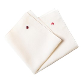 The Hanky That Plants a Tree, Organic Cotton Handkerchief, Embroidered Ladybug Emoji, Special Korean Handkerchief Dobby Weave, Made in Korea