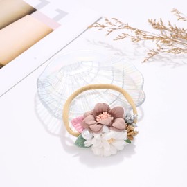 Fashband Baby Girls Nylon Headbands Flower Crown Headband Elastic Turban Headwear for Children Infants Toddlers