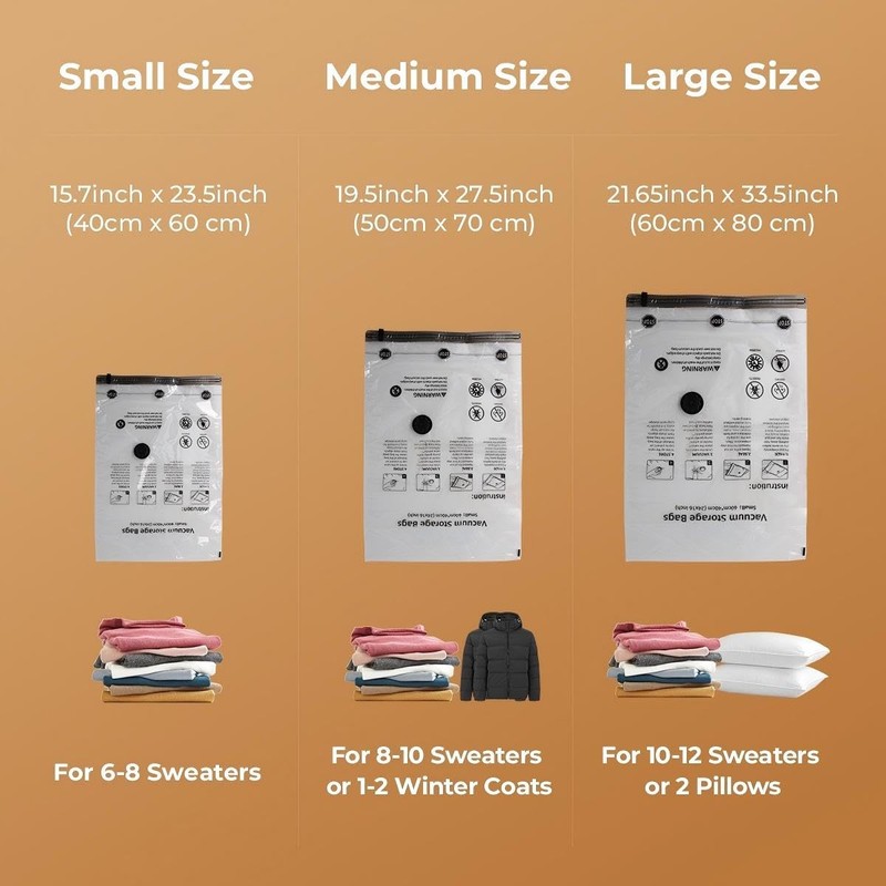 Vacuum Storage Bags, 4pcs Durable Space-Saving Bags for Clothes and