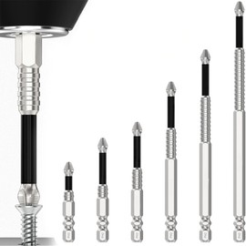 6 Piece Magnetic Screwdriver Bit Set - Extra Strong Magnetized - 25/50/65/70/90/150 mm - For Cordless Screwdrivers & Impact Drills - High Quality Drill Bits