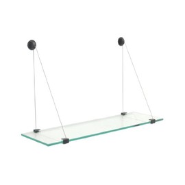 Clear Hanging Glass Shelf 6" X 27" Black Finish