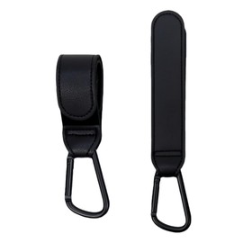 Set of 2 Anti-Slip Stroller Hooks, Adjustable Length, Alloy + Leather Material, Sturdy and High Load Capacity for Strollers, Luggage Shelves, Carts, Bicycles, Bike Handles, Multifunctional Hooks