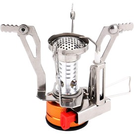 Raxter Camping Gas Stove Portable Mini Pocket Rocket Stove with Piezo Ignition Windproof, Ultralight Titanium Backpacking Stove Foldable Outdoor Cooking Burner Stoves for Camp, Picnic, Hiking, & BBQ