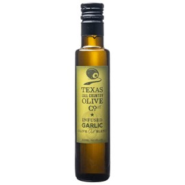 Texas Hill Country Olive Co Garlic Infused Olive Oil - Cold Pressed Gourmet EVOO Olive Oil - Great for Dressing Dipping Marinade - No Artificial Flavors or Added Sugar - Made in Texas (8.5 oz)