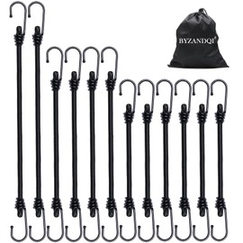BYZANDQI Tensioning Elastic Straps with Hooks, Expander with Hooks, Set of 10, 30 cm, 60 cm, 100 cm, Luggage Tensioners, Rubber Tensioners for Luggage Types, Tarps, Garden, Bicycle, Car, Load (Mixed