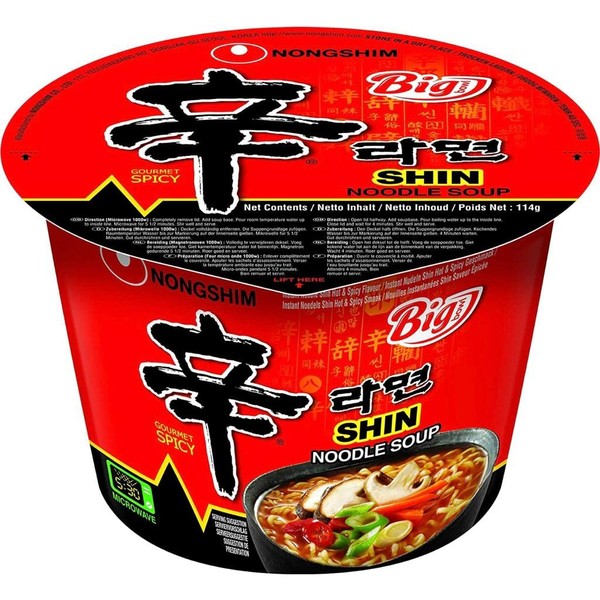 SPICEHUB Nong Shim Shin Noodle Big Bowl, 114 g, (Pack of 16)