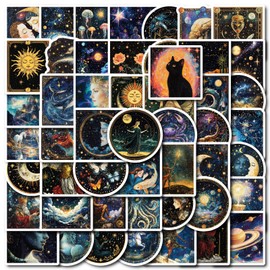 50 Pcs Fantasy Theme Stickers for Children Teens Girls,Cosmic Myth Stickers for Laptop Water Bottles,Bicycle,Skateboard,Computer,Waterproof Vinyl for Wall,Graffiti Stickers