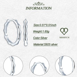 MOOFUN Bamboo Joint Earrings Silver 925 Hoop Earrings Women's Earrings Wavy Earrings Hoop Earrings for Mum Best Friend Teenager Girls Grandma Sister Women Gift Birthday Gift, Sterling Silver