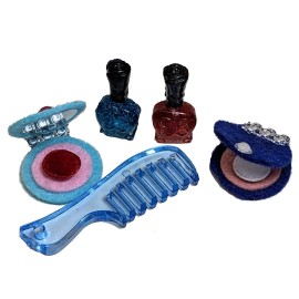 Unbranded 18 Inch Doll Make-Up Nail Polish Comb Pretend Accessories for American Girl 7 pc - Patriotic Red & Blue