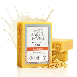 Barras de jabón de leche de cabra, avena con miel (3 barras de jabón para manos y cuerpo) - Jabón suave, sin colorantes, barra de jabón de leche de...