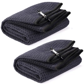 Fpxnb Juego de 2 toallas de golf de tres pliegues, tela de microfibra, diseño de gofres, mosquetón resistente (2 piezas, 2 colores)